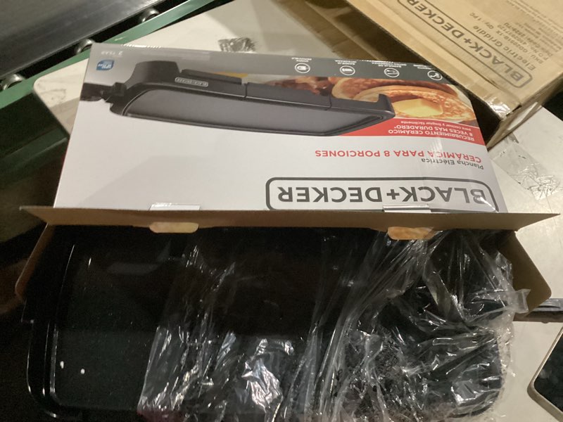Condition photo showing As Is for black+decker electric griddle - non stick  fast and even heating  warming tray