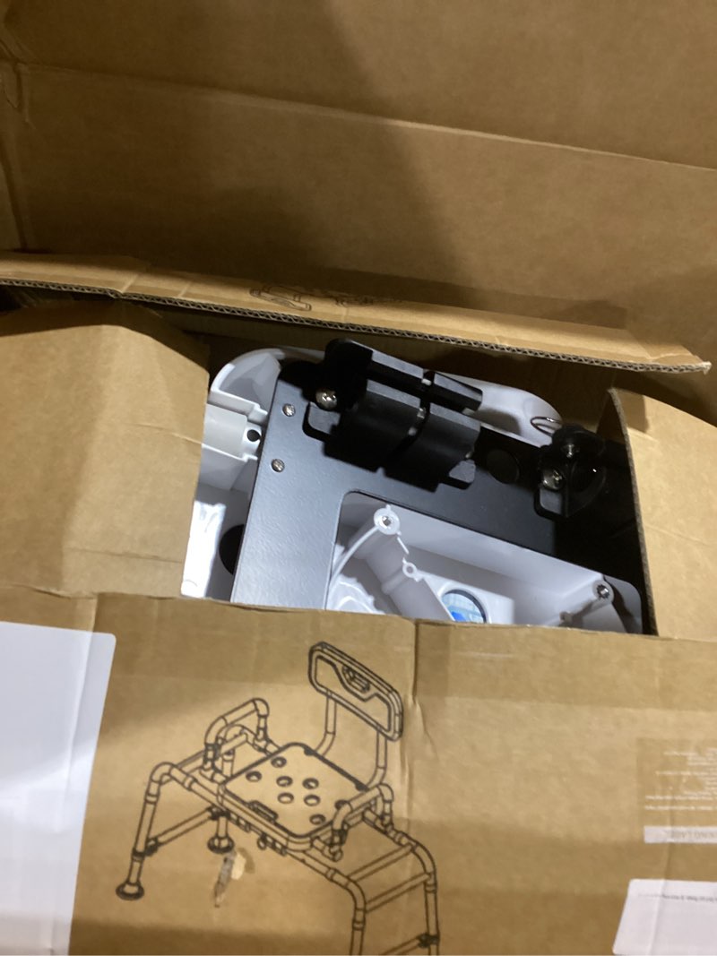 Condition photo showing Good Condition for Sliding Shower Chair for Inside Shower & Bathtub, 500lb Heavy Duty Adjustable Height Transfer Bench, Shower Bench Seat for Elderly Disabled & Seniors, Tub Transfer Bench with Quick-Dry Seat Sliding Shower Chair with Arms and Back