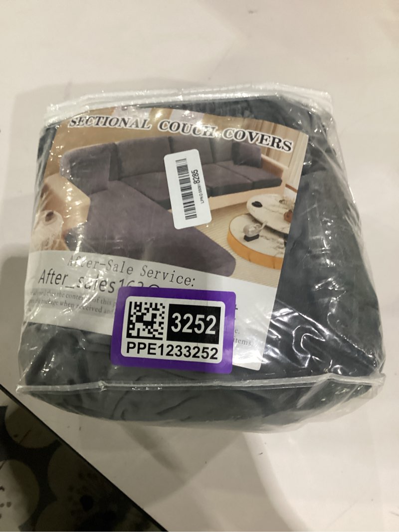 Condition photo showing Good Condition for naisi sectional couch cover 3 pieces velvet separate couch cushion covers l shape soft stretch sofa slipcovers with 2pcs pillowcases for left/right chaise sectional couch(2 seater+1 chaise,dark grey) dark grey 2 seater + 1 chaise
