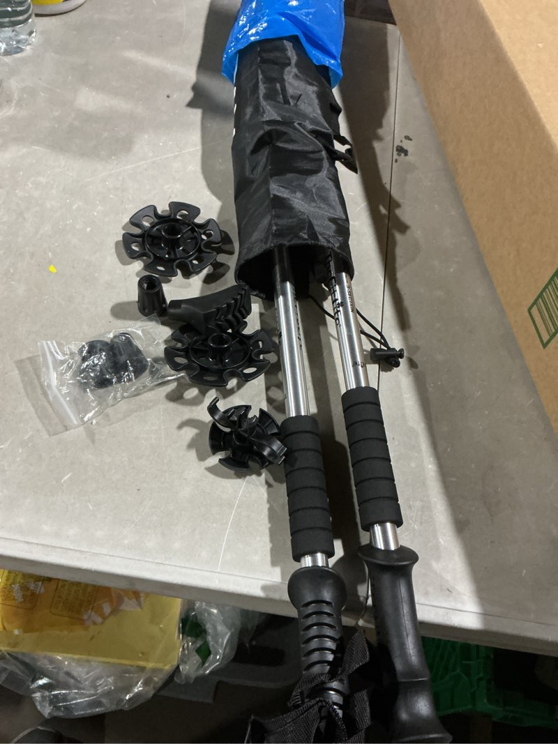 Condition photo showing Good Condition for thefitlife nordic walking trekking poles - 2 sticks with anti-shock and quick lock system, telescopic, collapsible, ultralight for hiking, camping, mountaining, backpacking, walking, trekking silver