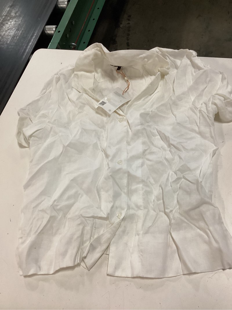 Condition photo showing New/Like New for 100% european linen short sleeve shirt, l, white