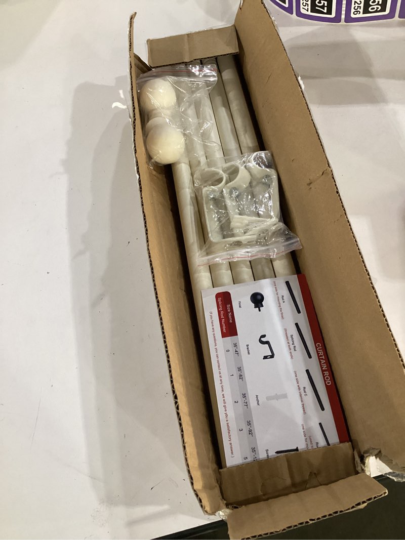 Condition photo showing Good Condition for gxoackj curtain rods for windows 48 to 84-93 inch, 5/8 inch decorative ivory white splicing heavy duty metal curtain rod set with brackets 35-92" ivory white