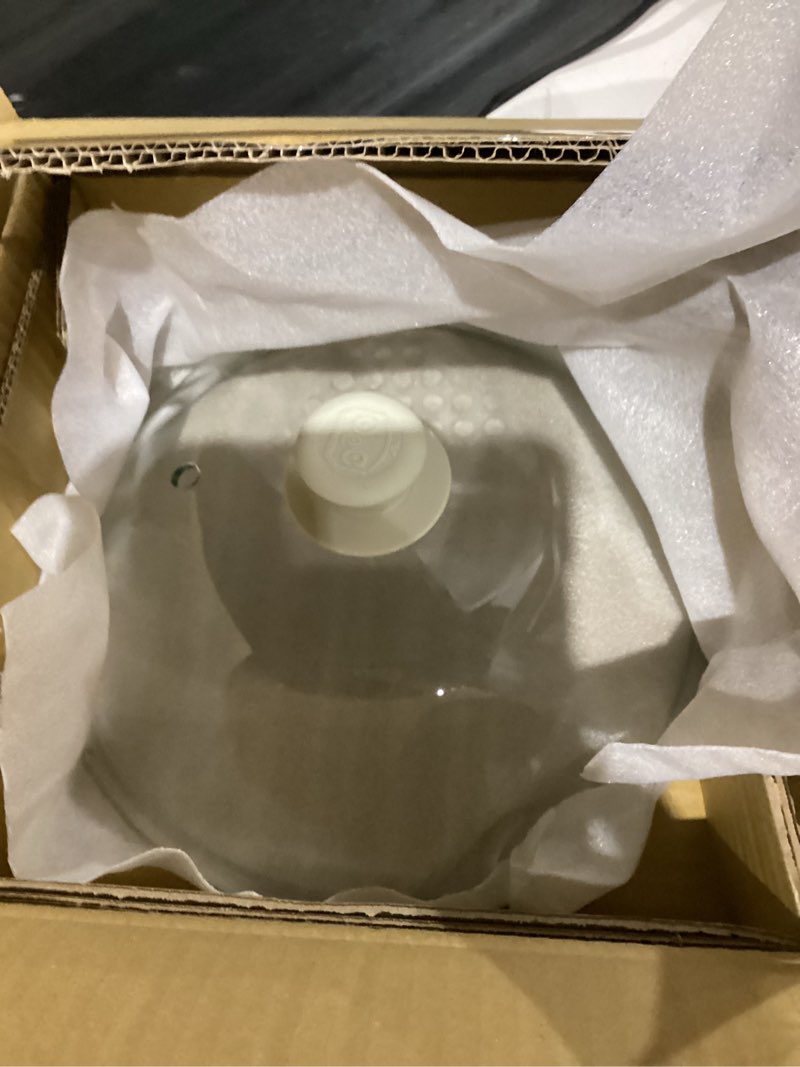 Condition photo showing Good Condition for OEC Lighter Weight Tempered Glass Microwave Splatter Cover - 11.5 inch - Heat-Resistant & Impact-Resistant, Reinforced Glass Lid with Vent, Silicone Knob, Dishwasher Safe, 100% Food Grade - BPA Free