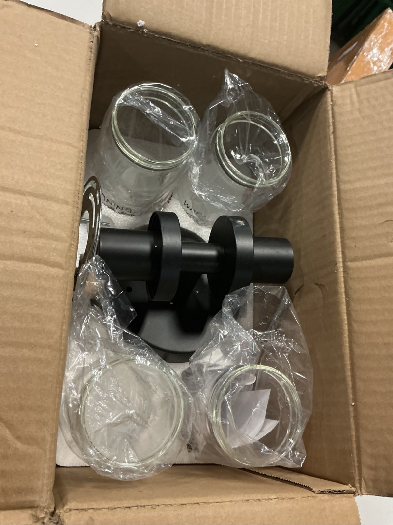 Condition photo showing Good Condition for Wall Sconces Set of Two, Hardwired Matte Black Bathroom Sconces Wall Lighting with Clear Glass, Modern Sconces Wall Decor Set of 2 Bathroom Light Fixtures for Mirror Hallway (Bulbs Not Included) Matte Black (Hardwired) 20inch - 2PC