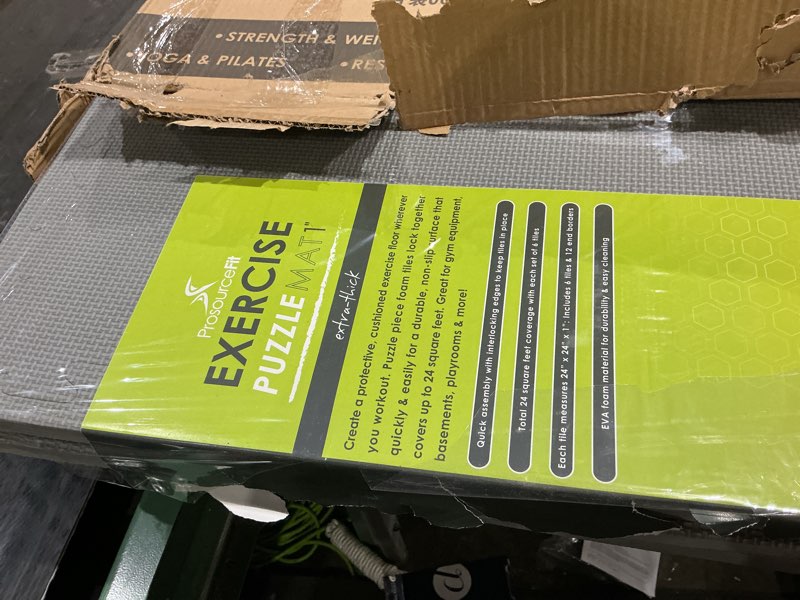 Condition photo showing Good Condition for prosourcefit extra thick puzzle exercise mat ¾” and 1", eva foam interlocking tiles for protective, cushioned workout flooring for home and gym equipment grey - 1 inch - 24 sq ft - 6 tiles 24"l x 24"w x 1"th