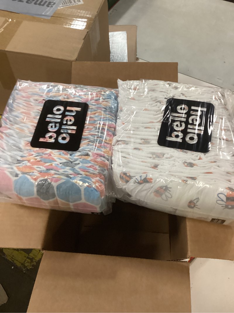 Condition photo showing New/Like New for Hello Bello Premium Diapers Size 4 (22-37lbs), Busy Bees & Hive Five Designs, 58ct Club Box Size 4 Busy Bees & Hive Five Designs