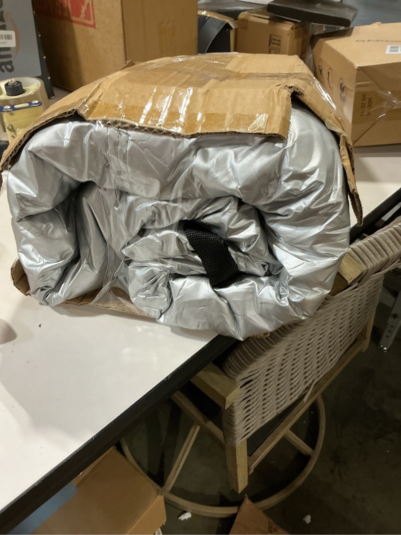 Condition photo showing Good Condition for waterproof 11-12 hammock cover, 210t sun rain uv dust snow protection outdoor covers with windproof straps & soft cotton lining for hammock with 55 inch spreader bars -silver 11ft hammock cover-silver
