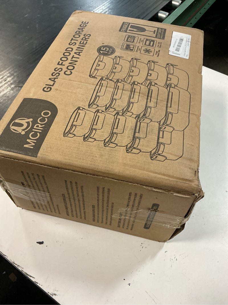 Condition photo showing New/Like New for m mcirco 30 pieces glass food storage containers with upgraded snap locking lids,glass meal prep containers set - airtight lunch containers, microwave, oven, freezer and dishwasher friendly, red