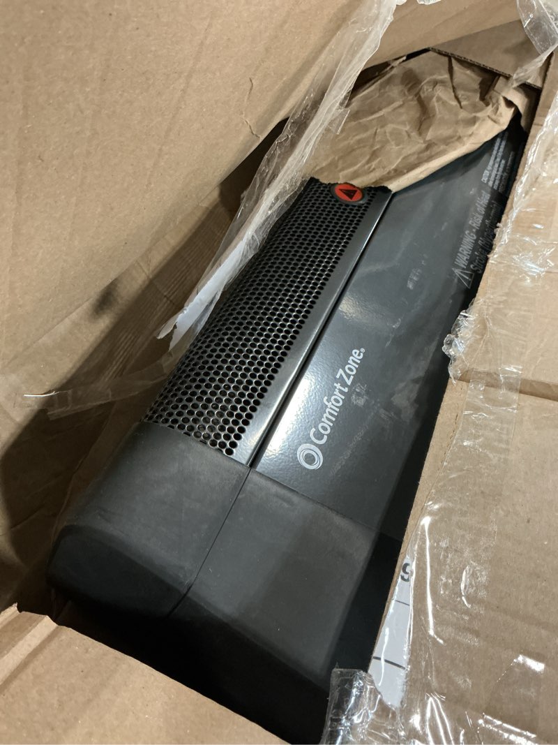 Condition photo showing As Is for Comfort Zone Baseboard Space Heater with Digital Thermostat, Electric, Dent-Proof End Panels, Overheat Protection, Tip-Over Switch, & Stay-Cool Body, Ideal for Home, Bedroom, & Office, 1,500W, CZ650B Black