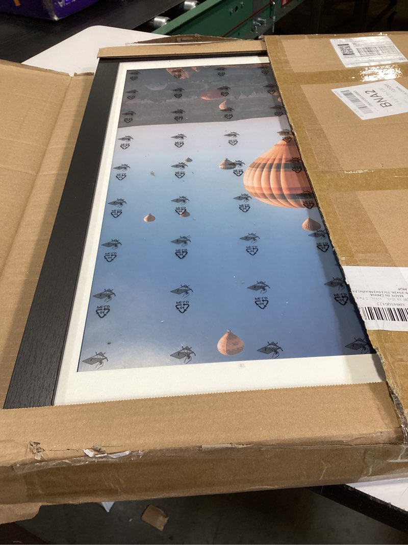 Condition photo showing Good Condition for 19.25x26.75 puzzles frame set of 2, display 18x24 with mat or 19.25 x 26.75 without, wall hanging 19.25 by 26.75 picture frame for poster photo canvas picture puzzles, 2 pack, black black, 2 pack 19.25x26.75 inch