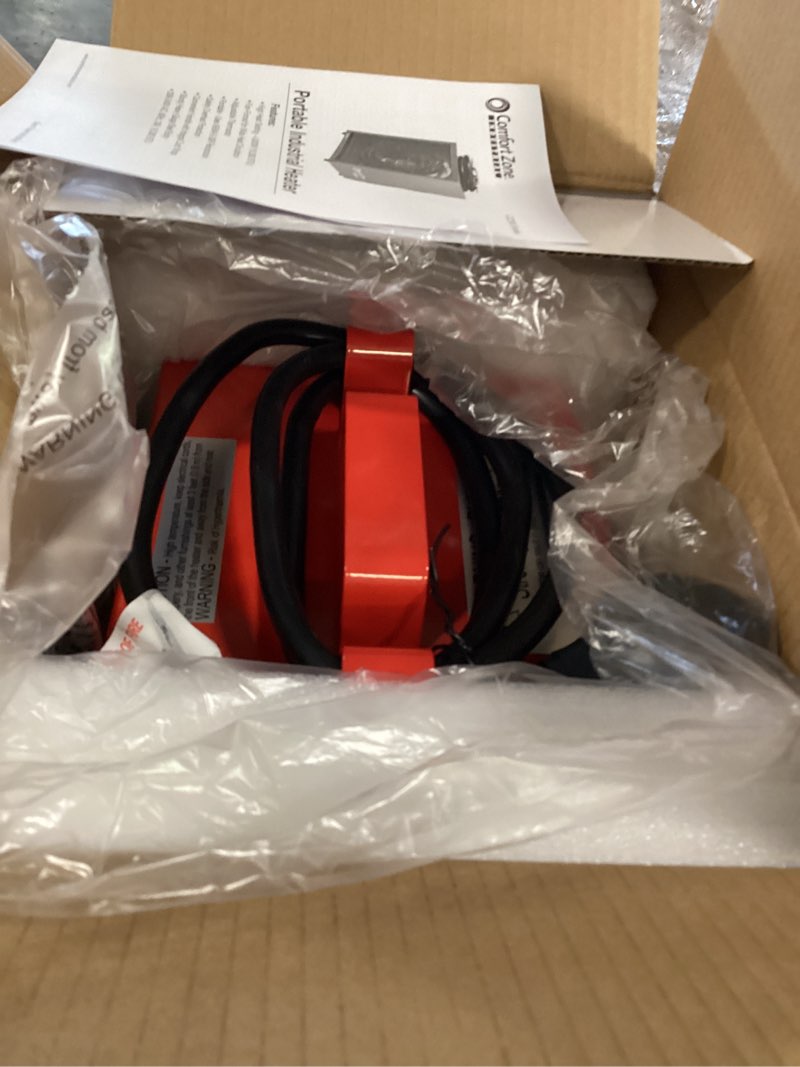 Condition photo showing New/Like New for Comfort Zone CZ290 NEMA 6-30P 4,800-Watt Fan-Forced Industrial Heater, Integrated Thermostat Control, Heavy Gauge Steel, Carry Handle with Rubber Feet and Overheat Protection, Red