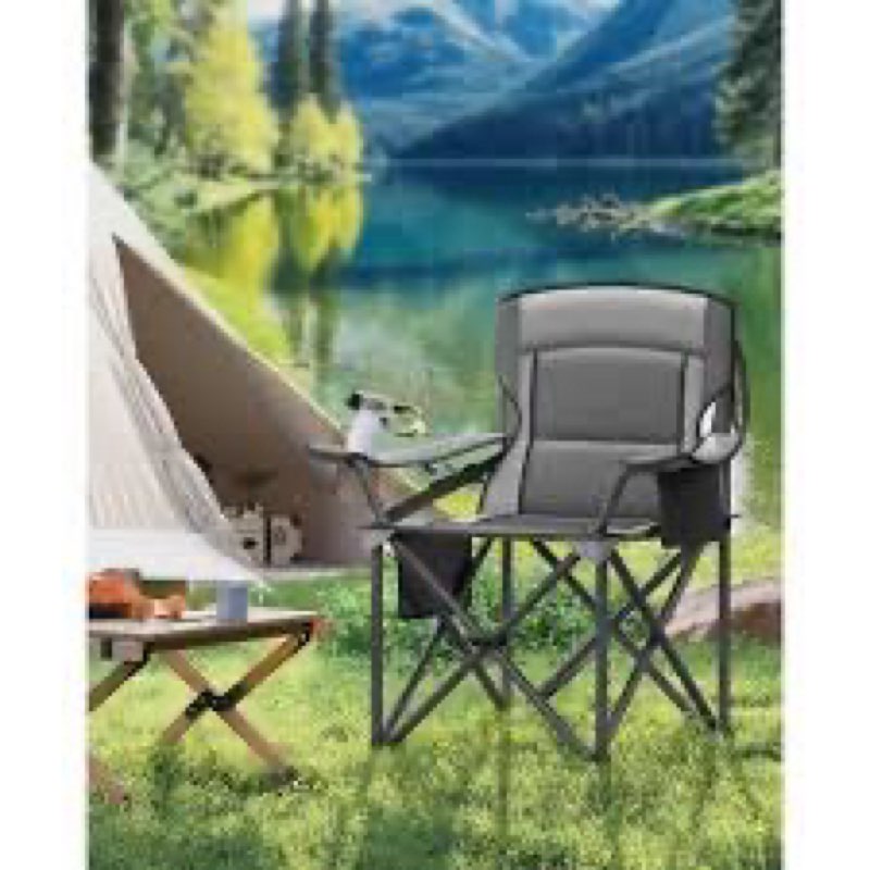 Anmiro Folding Camping Chair with Cup Holder and Storage Bag, Heavy Duty Support 400 LBS, Oversized 