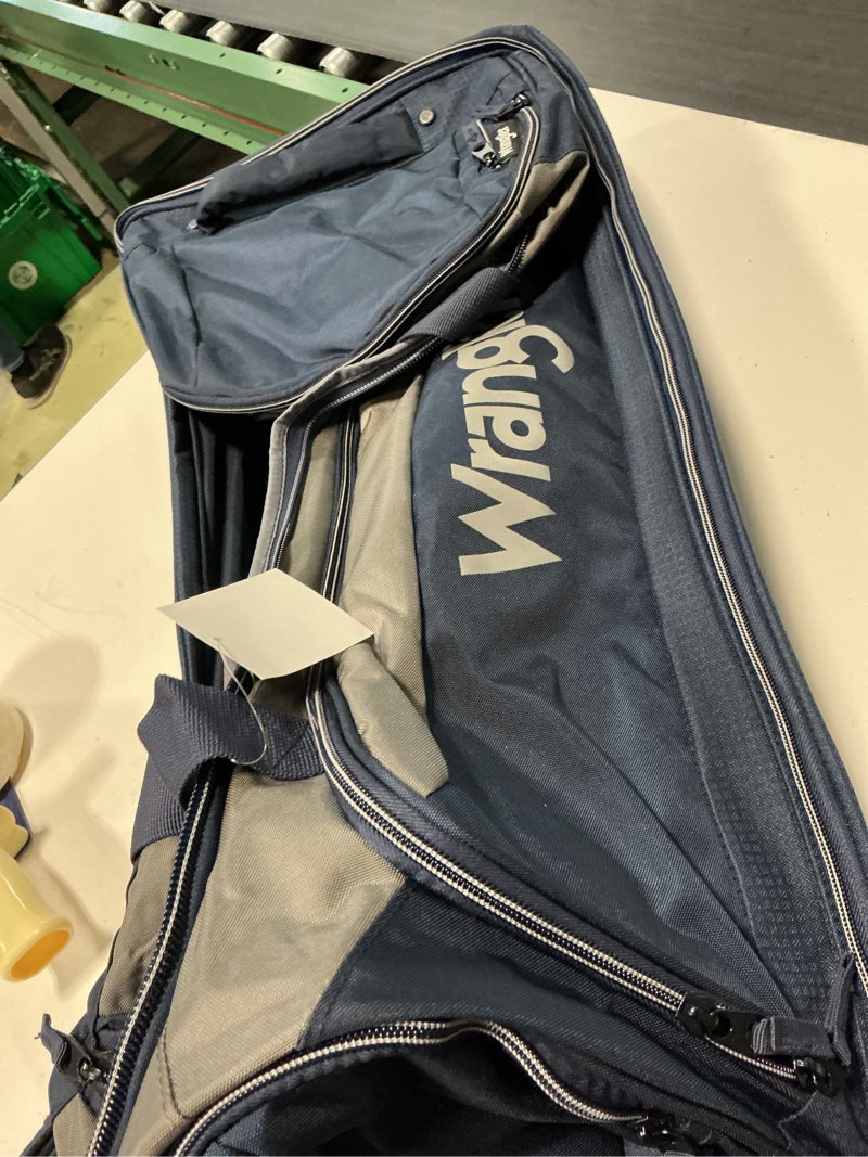 Condition photo showing New/Like New for wrangler 30  drop-bottom rolling duffel with telescopic handle - navy blue