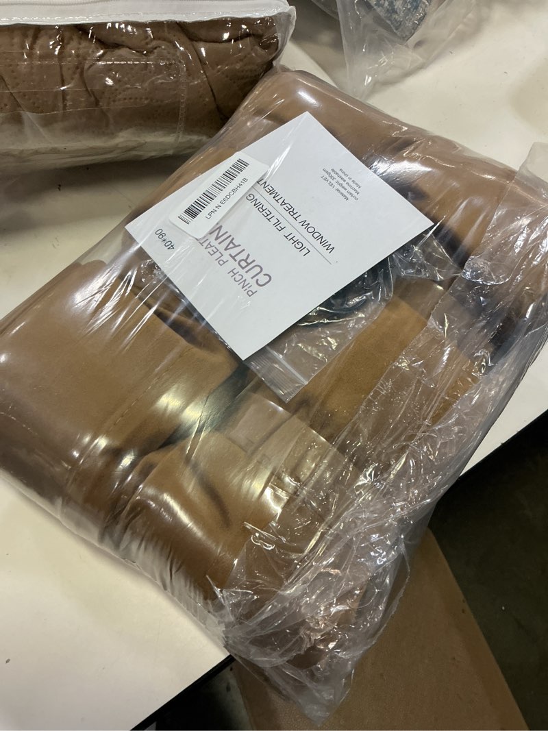 Condition photo showing New/Like New for ausspvoct gold brown velvet blackout curtains 90 incheslength 2 panels set,soft thick pinch pleated drapes for bedroom living room,thermal room darkening window panels with back tab and hooks,40 x 90 gold brown 40"w x 90"l (pack of 2)