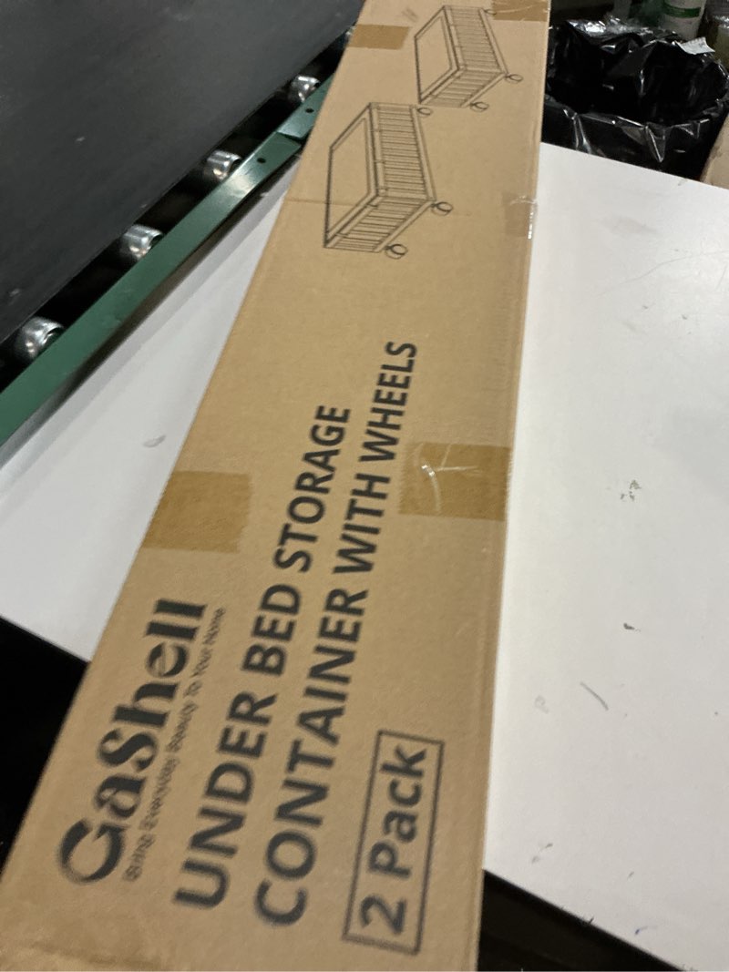 Condition photo showing New/Like New for 2 Pack Bamboo Under Bed Storage with Wheels, 39”x20”x7.8” Lager Under Bed Storage Containers (Brown)