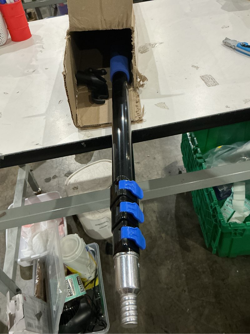 Condition photo showing Good Condition for ladderless telescopic poles for hanging christmas lights, 3.8-12 ft long extension pole with utility hook, outdoor string light installation tool, extend a reach rod kit 12ft