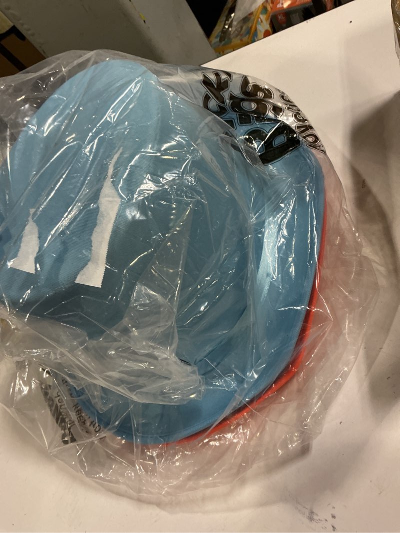 Condition photo showing Good Condition for Nicky Bigs Novelties Adjustable Size Dumb Dumber Felt Top Hat Set for Adults Blue Orange Tall Tux Hats Deluxe Satin