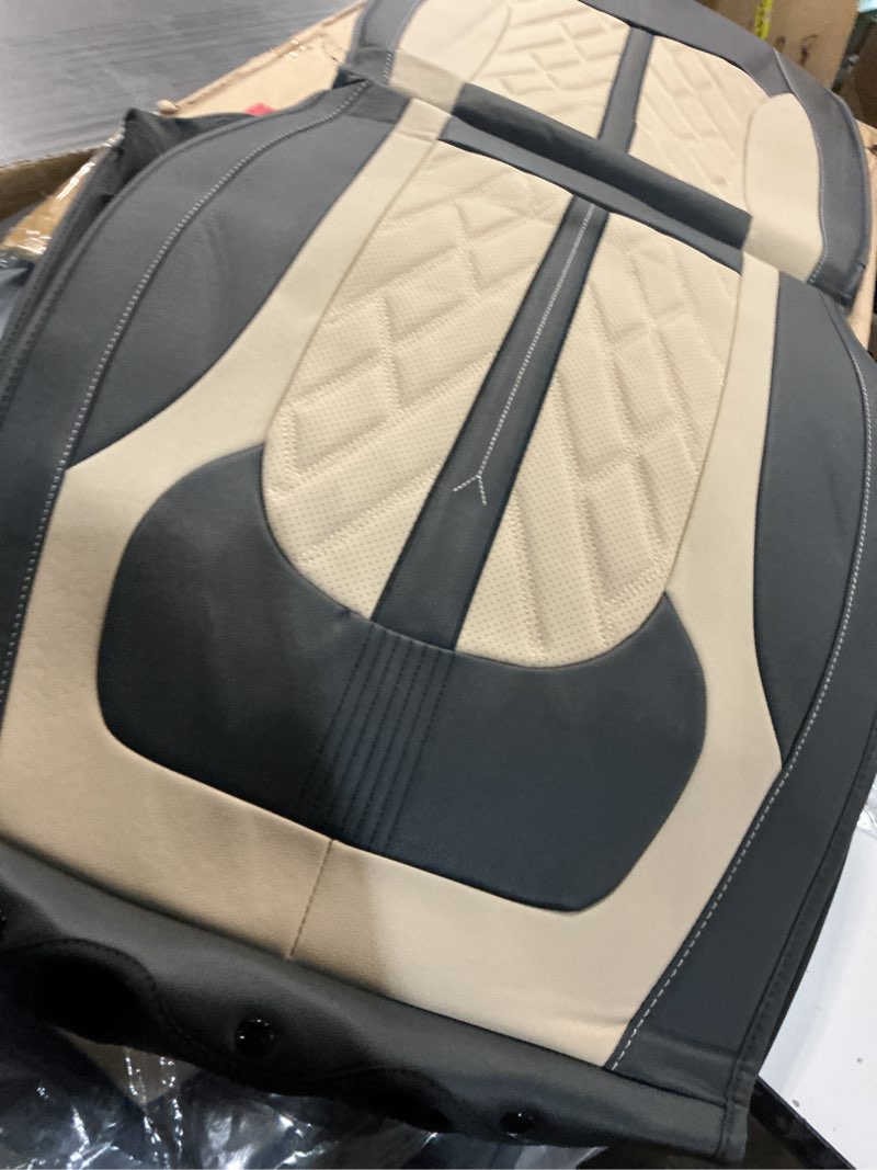 Condition photo showing Good Condition for bdk carxs turismo car seat covers full set, beige two-tone front seat covers with split rear bench back seat cover, automotive seat covers for trucks suv van auto