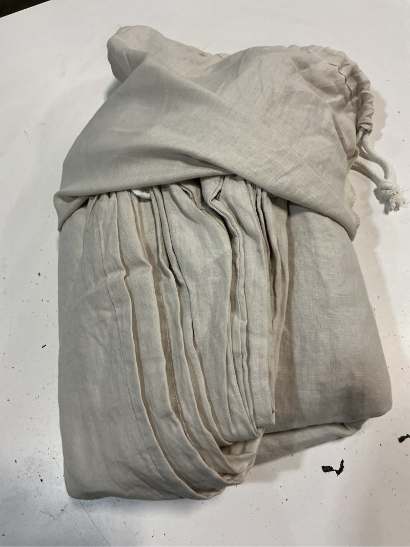 Condition photo showing As Is for quince european linen sheet set full/queen, sand