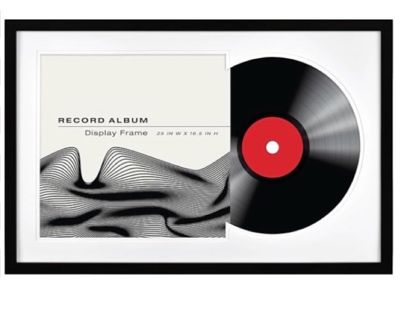 (Similar to stock photo) MCS Double Matte Record Album Frame, 16.5x25 Record Frame, Black Frame for LP Vinyl Record & Jacket Display (1-Pack)