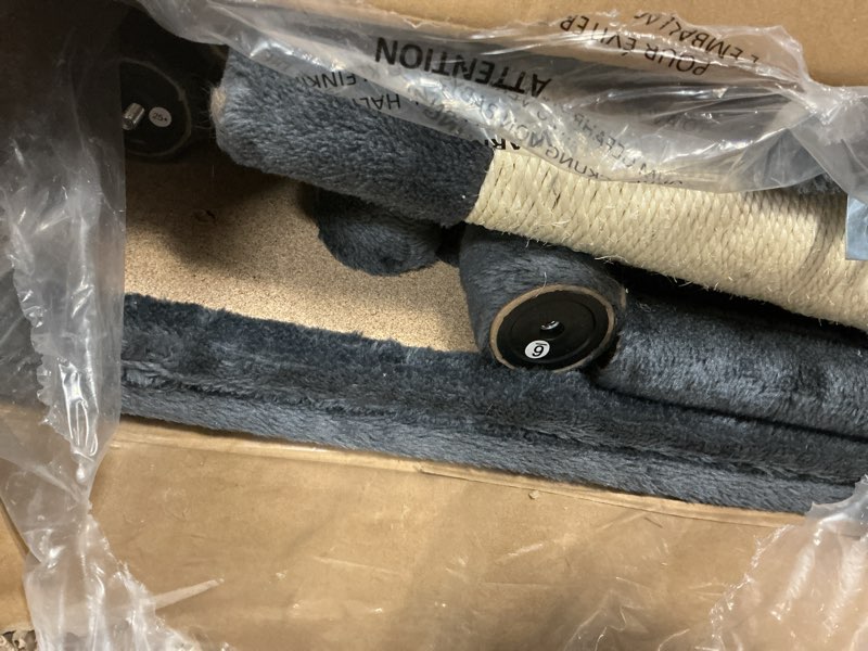 Condition photo showing Good Condition for fdw | 54" cat tree tower | dark gray | multi-level indoor activity center with sisal scratching posts, condos, plush perches, hanging cat toys | sturdy, easy to assemble | for kittens & adult cats dark gray 54in