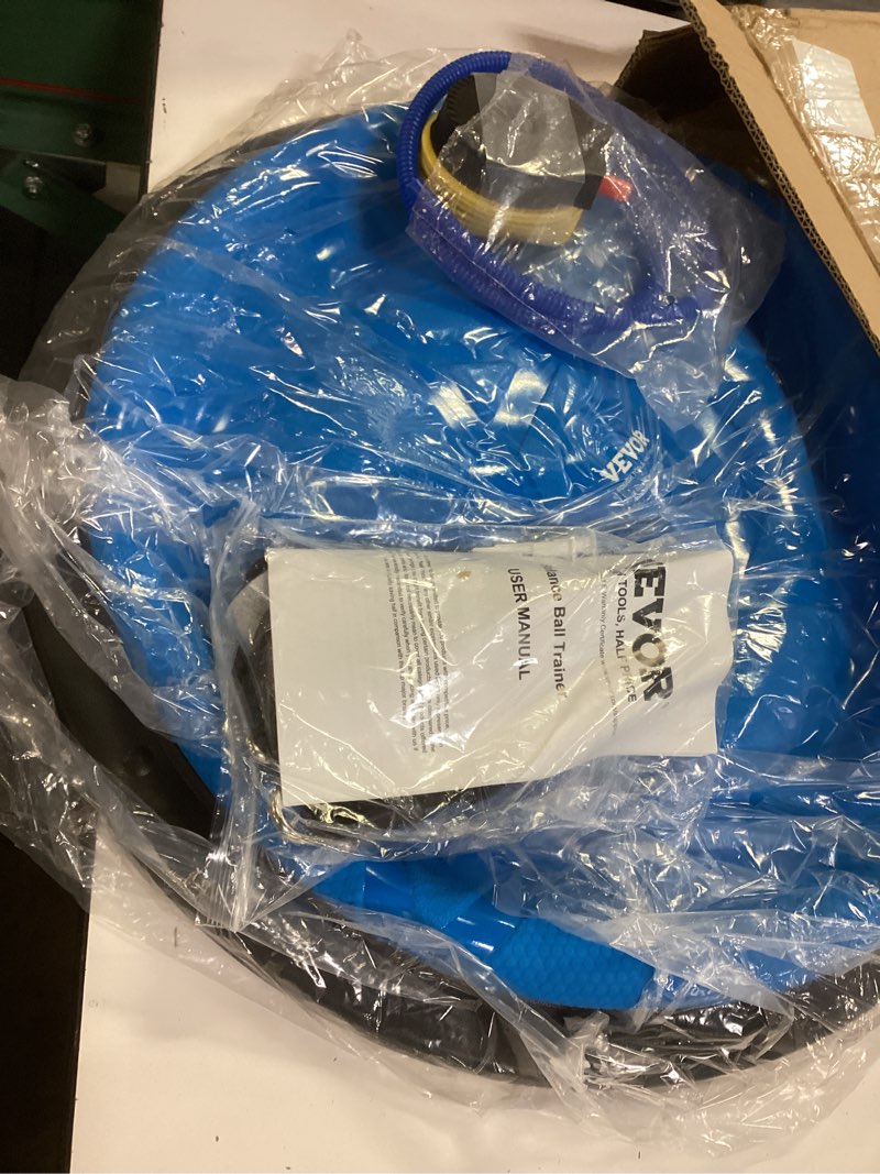 Condition photo showing Good Condition for balance ball trainer with resistance bands and foot pump, inflatable yoga ball for home gym workouts, 23 inch exercise half ball for balance training core strength fitness more, 330lb cap blue