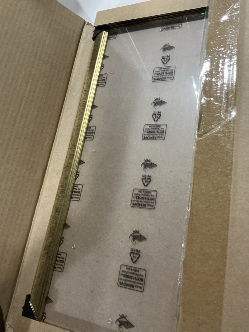 Condition photo showing Good Condition for Wood 13x17 Frame Gold, Ornate Natural 17x13in Poster Picture Frame, Modern Golden 13 x 17inch Gallery Wall Photo Frame with HD Plexiglass, Horizontal Vertical Wall Mounting Display 1pcs Gold 13x17
