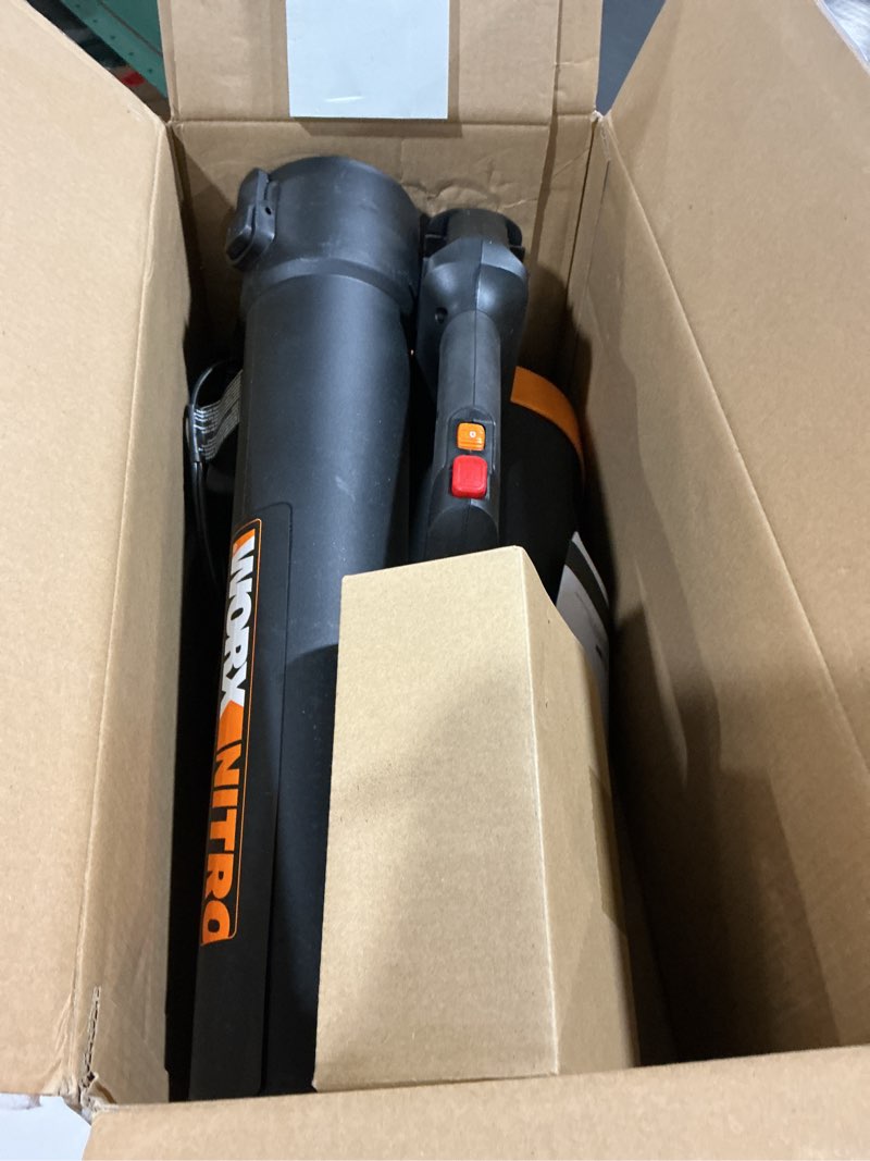 Condition photo showing As Is for WORX Nitro WG581.1 40V Cordless Leaf Blower, Quiet Electric Blower for Lawn Care with 530CFM & 180MPH, 2 Batteries & Charger Included 530CFM 40V Blower w/(2)4.0 Ah Batteries