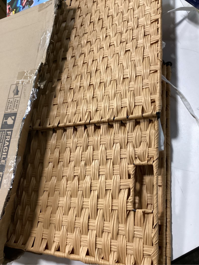 Condition photo showing As Is for Greenstell Laundry Hamper No Install Needed, Divided Clothes Hamper with 2 Removable Liner Bags, 90L Handwoven Synthetic Rattan Laundry Basket with Lid and Handles, Foldable Natural 90L (18.3x13.3x24.0 Inches) Natural