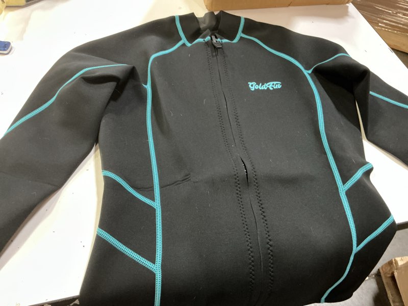 Condition photo showing Good Condition for goldfin wetsuit top women, 2mm wetsuits jacket long sleeve neoprene tops for water aerobics diving surfing swimming blue/line large