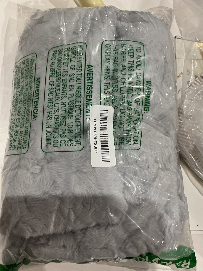 Condition photo showing Good Condition for mego soft fluffy faux rabbit fur body pillow cover 20x54, plush furry wide striped bed pillowcase with zipper, home decorative fuzzy shaggy ribbed bedroom long body pillow cover bed sofa couch, grey 54" x 20" (pack of 1) grey