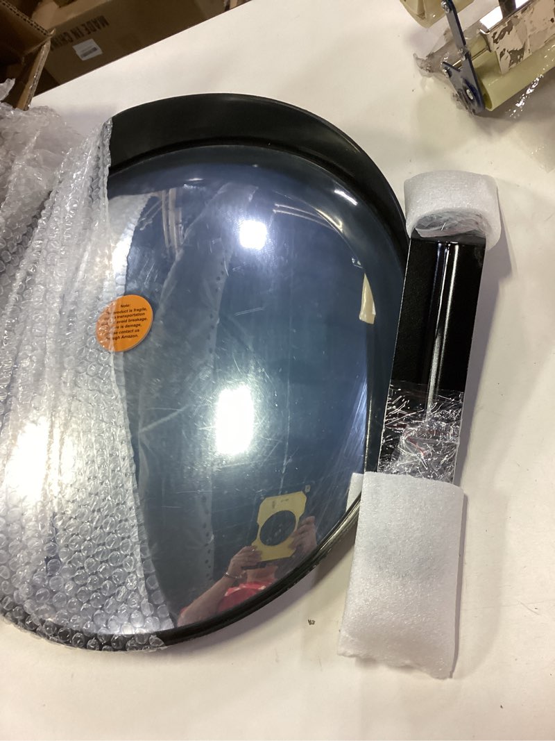 Condition photo showing Good Condition for FYNPORT COVER 18’’ Convex Security Mirror – 180° Wide-Angle Blind Spot Coverage, Adjustable Mounting Bracket for Garage, Warehouse, Office, Driveways – Traffic Mirror for Home & Business Security