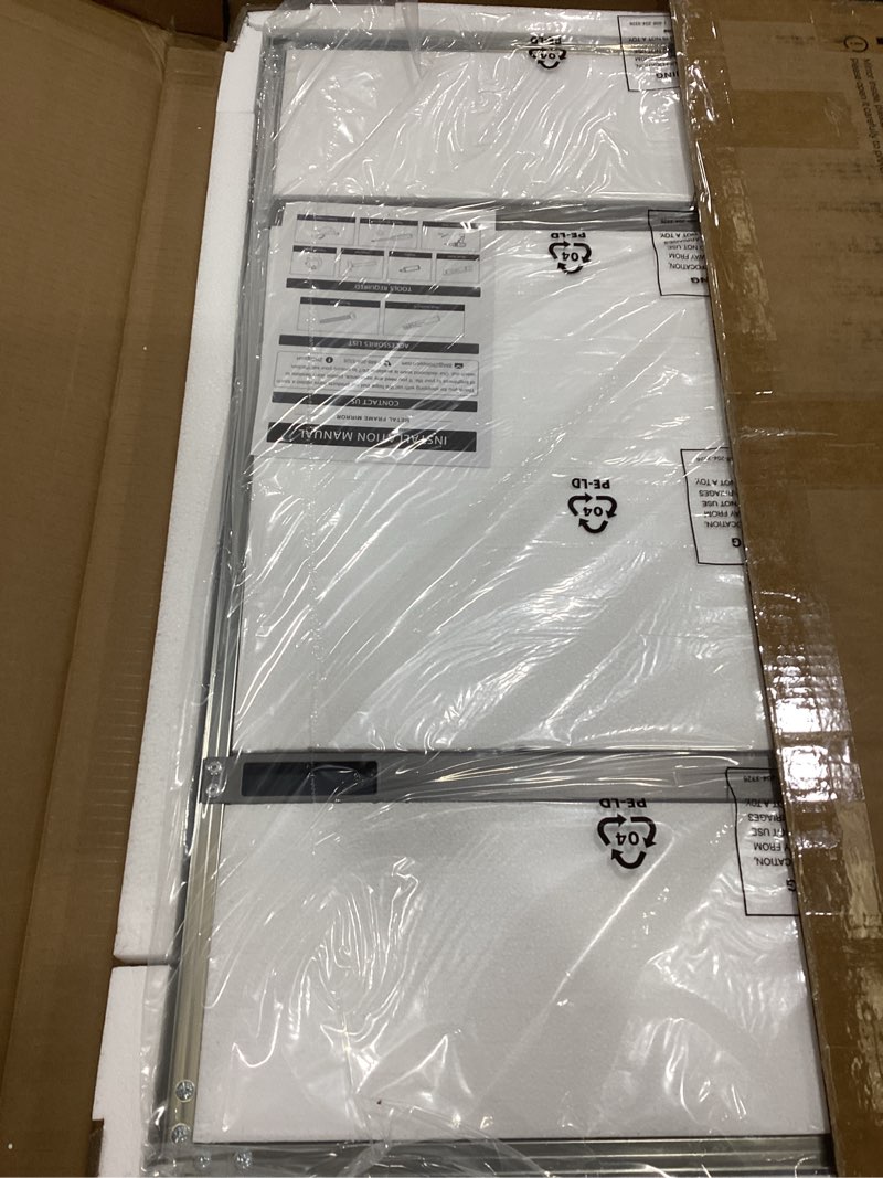 Condition photo showing Good Condition for tetote brushed nickel bathroom mirror 24" x 30" rectangle beveled frame bathroom vanity mirror for over sink brushed nickel, tempered glass, stronger frame, modern farmhouse bedroom, entryway 30"l x 24"w brushed nickel