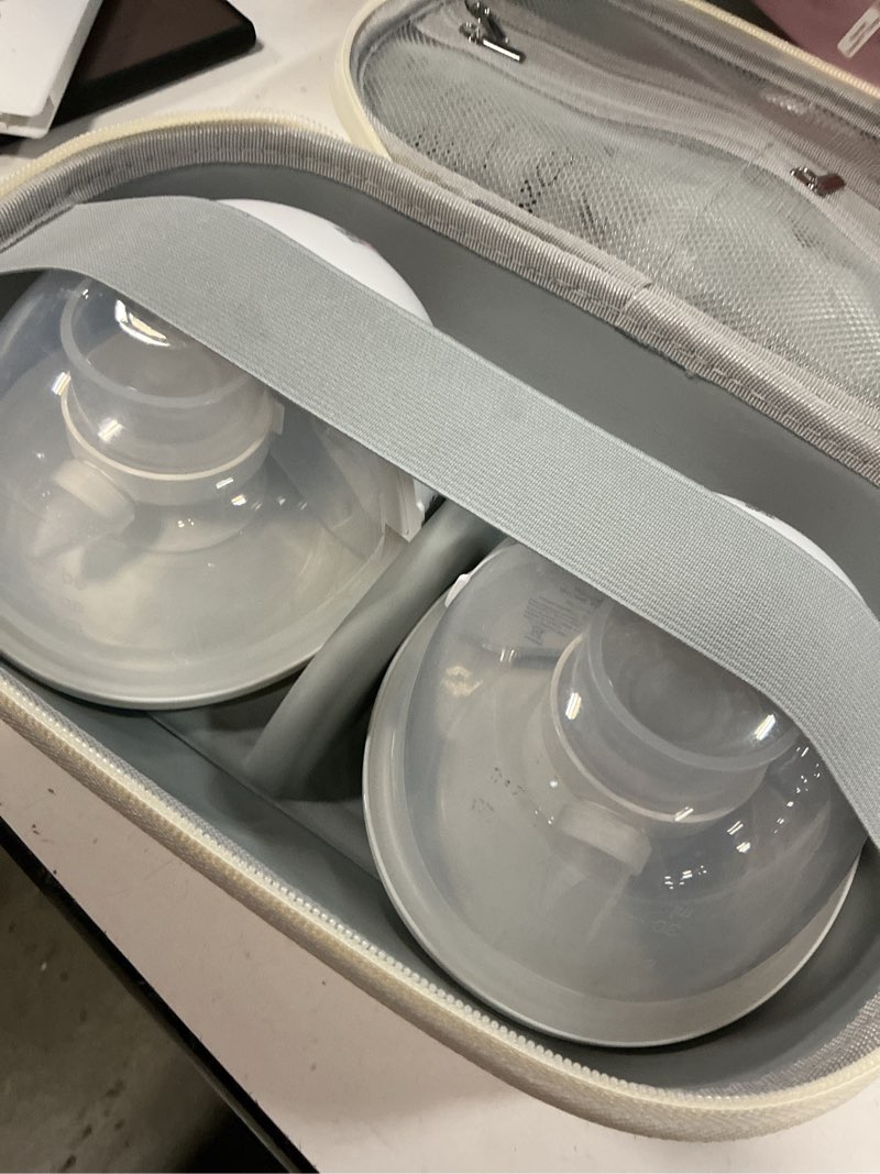 Condition photo showing As Is for momcozy m5 smart app controlled wearable breast pump, hands-free wireless electric pump, 3 modes 9 suction levels, bpa-free, portable lightweight, 24mm flange, 2-pack cozy red m5-r2