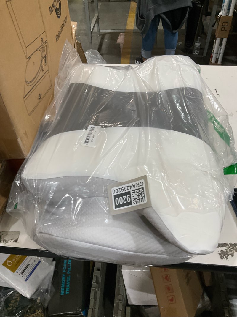 Condition photo showing Good Condition for cervical neck pillow for pain relief - ergonomic pillow side sleeper pillow for sleeping, orthopedic bed pillow neck support pillow, contour memory foam pillows for side back stomach sleepers dark grey & white
