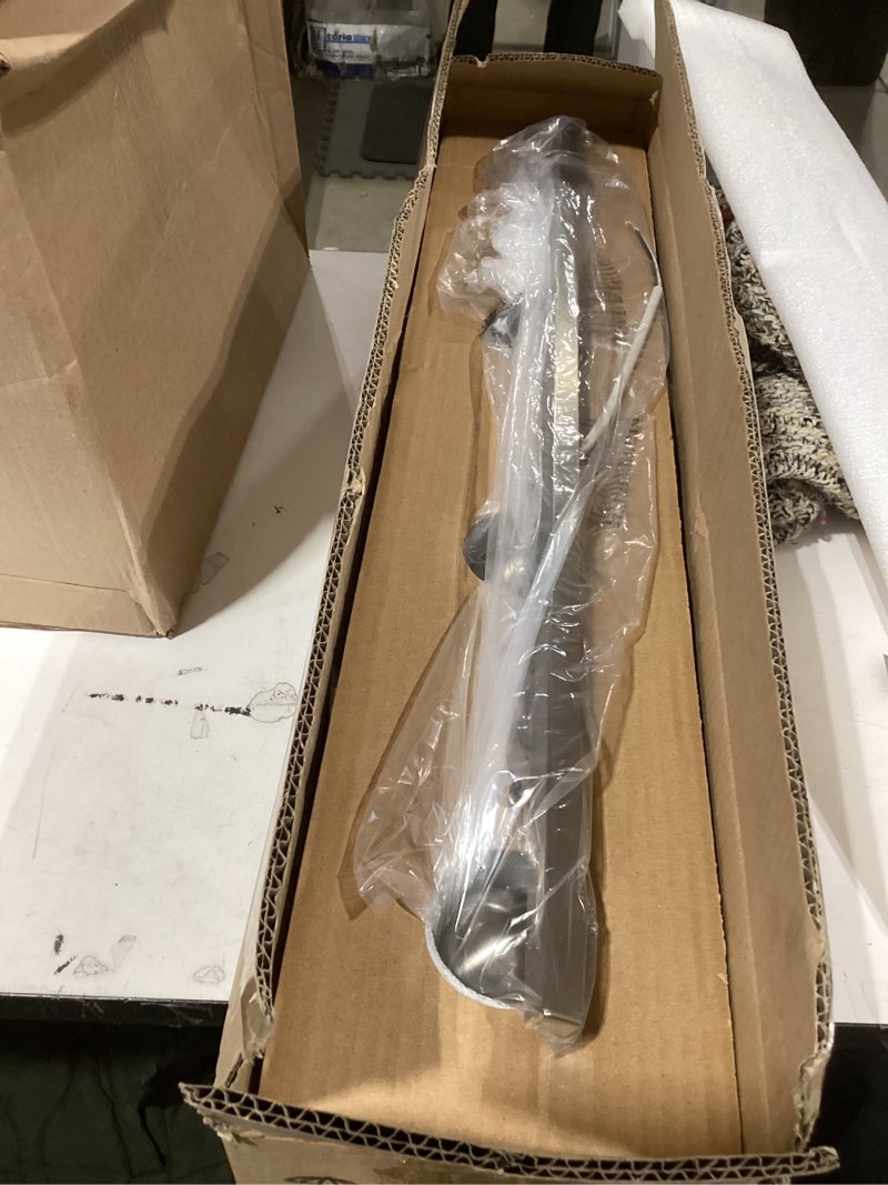 Condition photo showing As Is for Mecgirn Stainless Steel Milk Glass Vanity Lights for Bathroom, 4 Light Brushed Nickel Bathroom Light Fixtures Over Mirror, Ceramic E26 Sockets Wall Mounted Brushed Nickel 4 Light