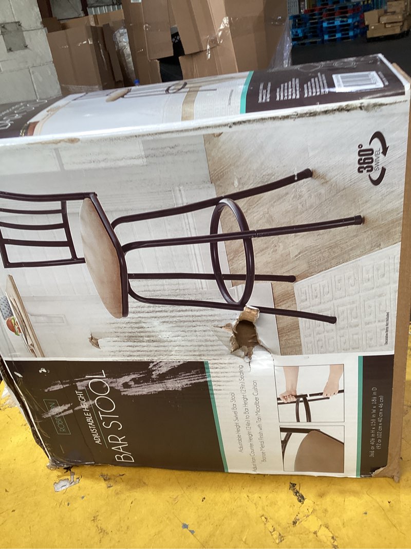 Condition photo showing Good Condition for robinson adjustable counter height barstool dark bronze - holli furniture: swivel seat, metal frame, footrest