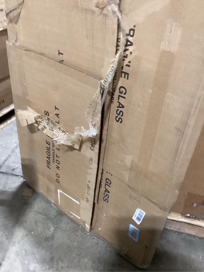 Condition photo showing New/Like New for Chende 33"x49" Angled Retangular Decorative Wall Mirror with 2" Stainless Steel Frame, Modern Large Elegant Mirror for Living Room, Dining Room, Entrance, Bedroom Decor, Unique 49"L x 33"W