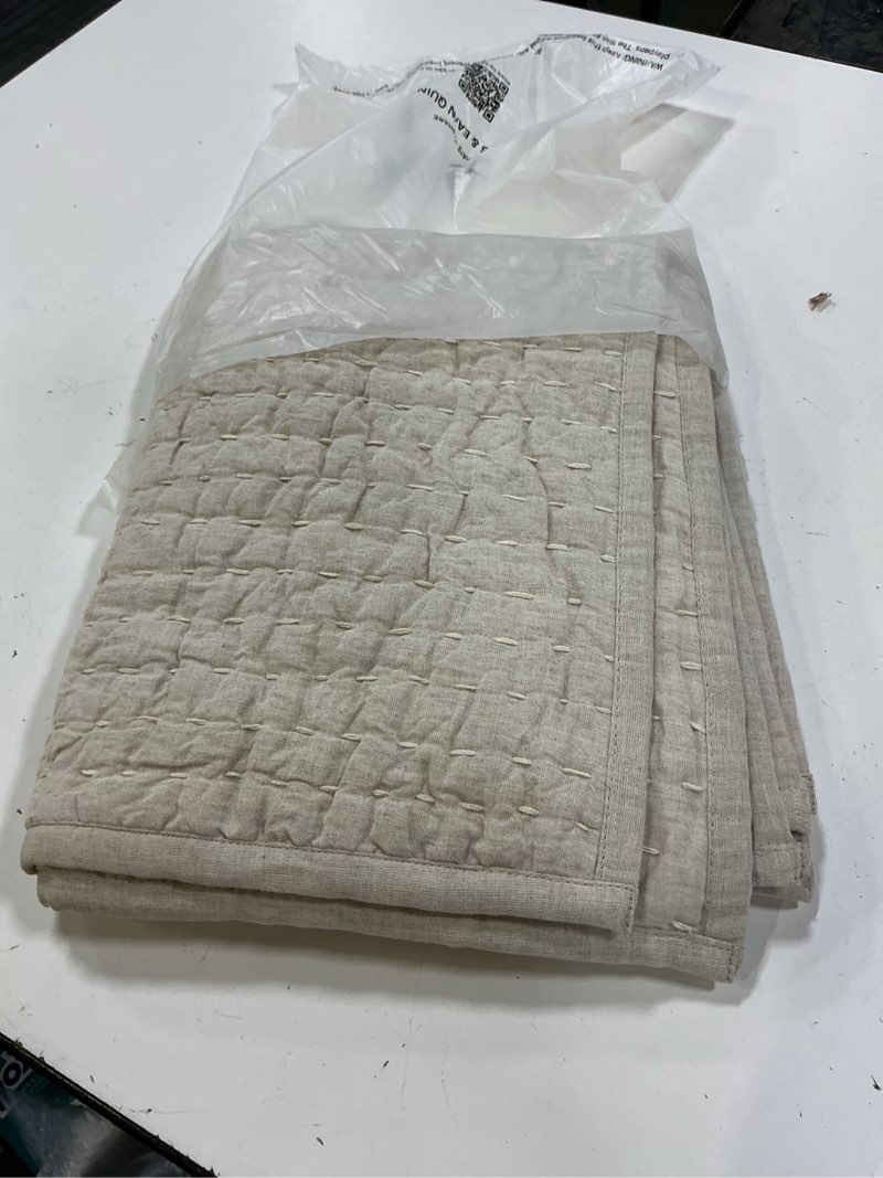 Condition photo showing Good Condition for european linen cotton stitch sham set, standard, natural