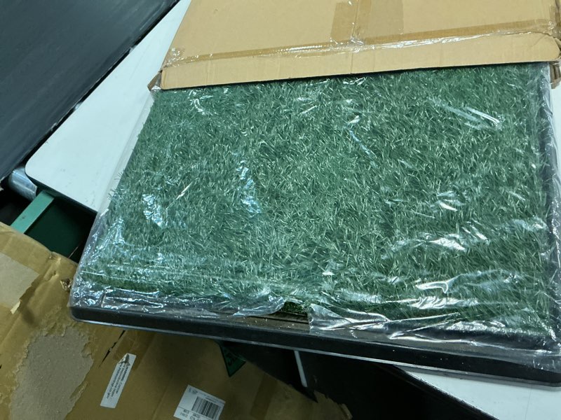 Condition photo showing Good Condition for petmaker artificial grass puppy pee pad for dogs and small pets with tray - 20x30 inches washable 3-layer reusable indoor dog potty grass training pad, easy clean pet housebreaking potty solution large 3-layer system