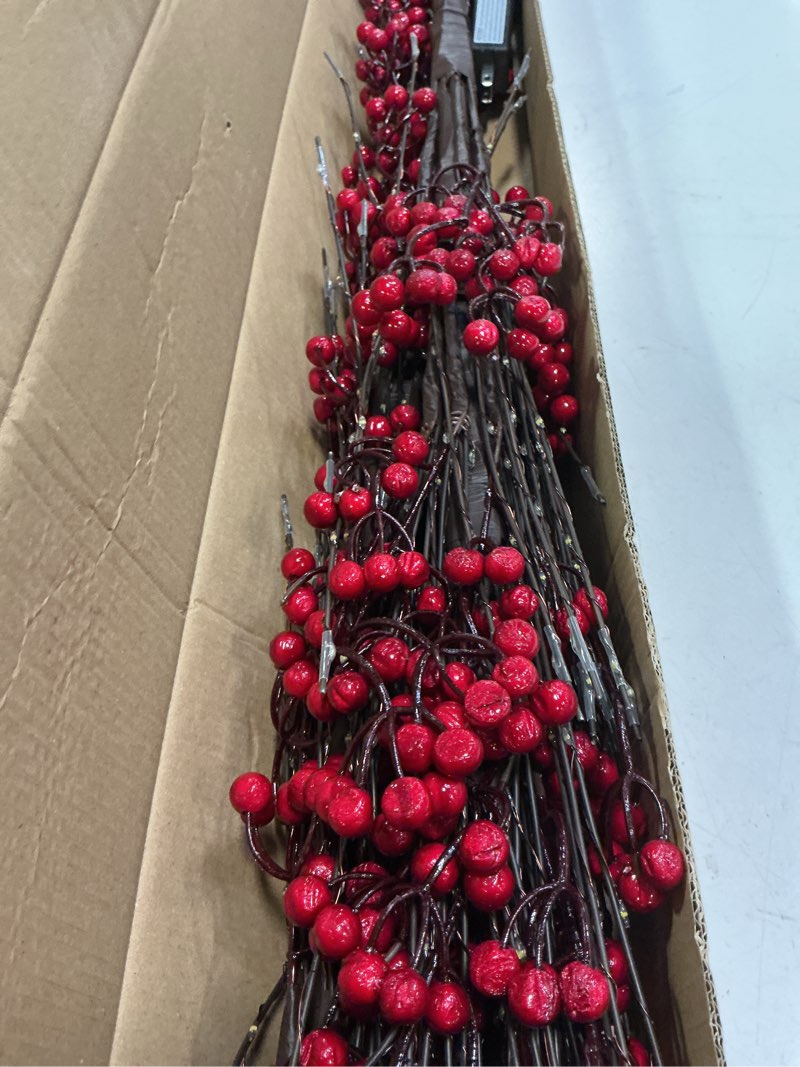 Condition photo showing Good Condition for 5FT Red Berry Tree Light with 518 LED Lights, Artificial Tree IP44 Waterproof Twinkle Light White Christmas Tree for Indoor Outdoor Festival Wedding Party Christmas Decorations (5FT/518LED)