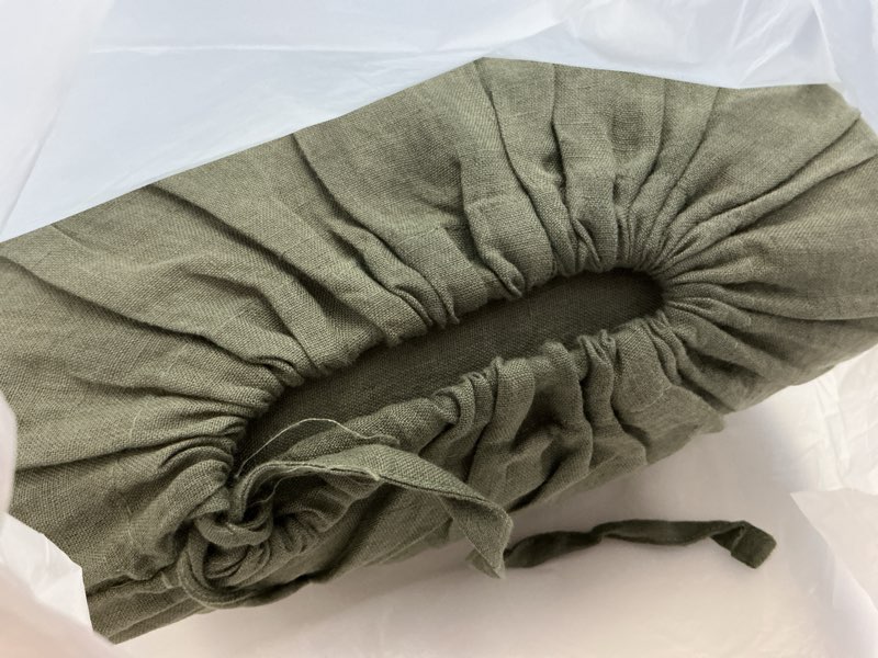 Condition photo showing New/Like New for european linen sheet set, king, dusty olive