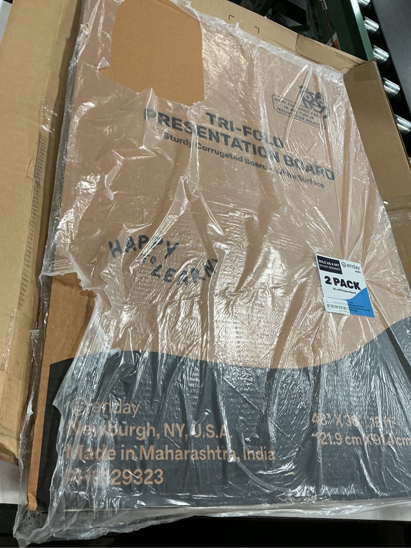 Condition photo showing Good Condition for White Trifold Presentation Board 36" x 48" (Pack of 2) Self-Adhesive Science Subtitles Included - Display Exhibition Board Lightweight and Portable with Smooth Surface - By Emraw 36" X 48" 2