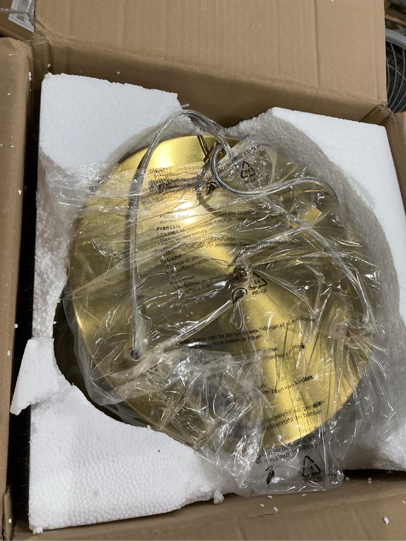 Condition photo showing Good Condition for lms brushed gold 3-light cluster pendant lights, modern kitchen island lighting with white globe glass shade, adjustable hanging cord ceiling light for bathroom bedroom dining room, lms-186bg3 gold 6" white glass, 3-light