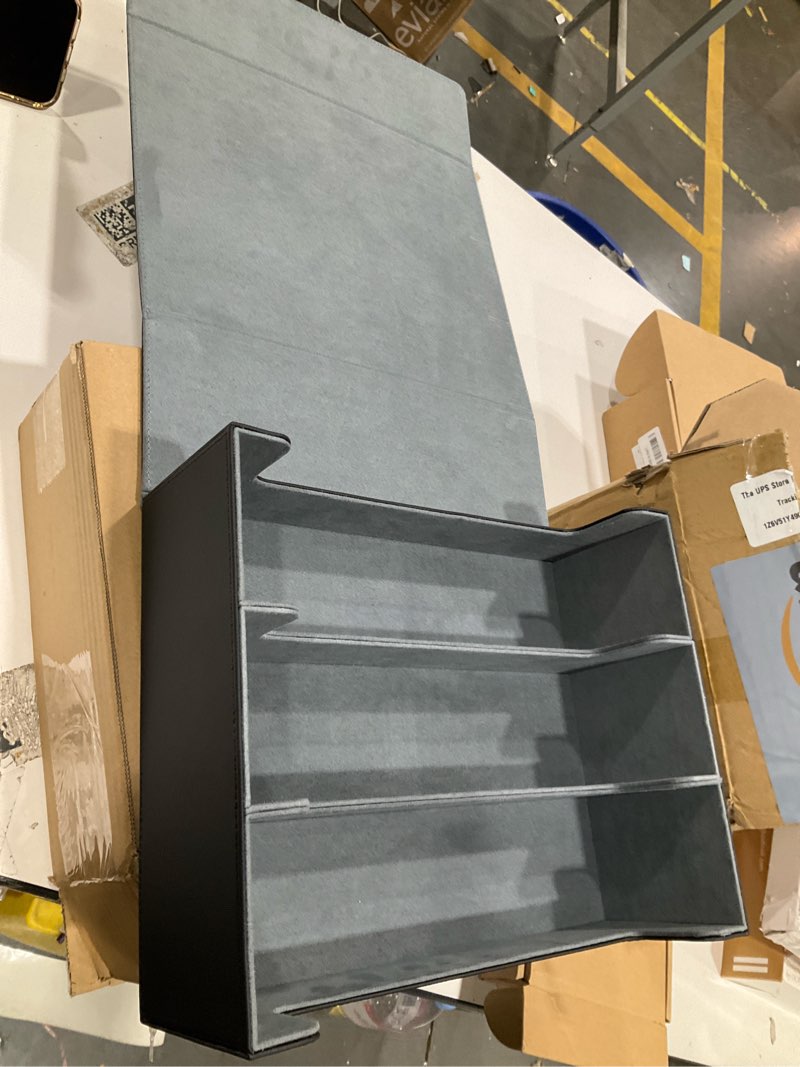 Condition photo showing Good Condition for Mlikero Card Deck Case for Trading Cards 1800+, Trading Card Storage Box with 10 Dividers and 3 Foam Stoppers, Leather Magnetic Closure Commander Deck Box Fit for YuGiOh, MTG and Sport Cards 3 Rows-Black