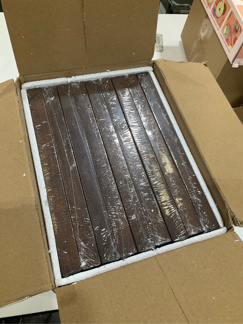 Condition photo showing Good Condition for yaetm 8x8 picture frame with mat for 4x4 set of 9, square 8x8 frame brown wood grain, gallery wall frames 8 x 8 for wall mounting display (9 pack, brown) 8"x8", 9 pack brown