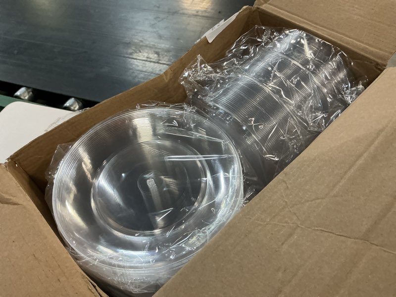 Condition photo showing Good Condition for mimorou 300 pcs clear plastic dessert plates 5.5 inch disposable cake plates small party dishes bulk clear round dishes for wedding dinner appetizers bbq travel catering events