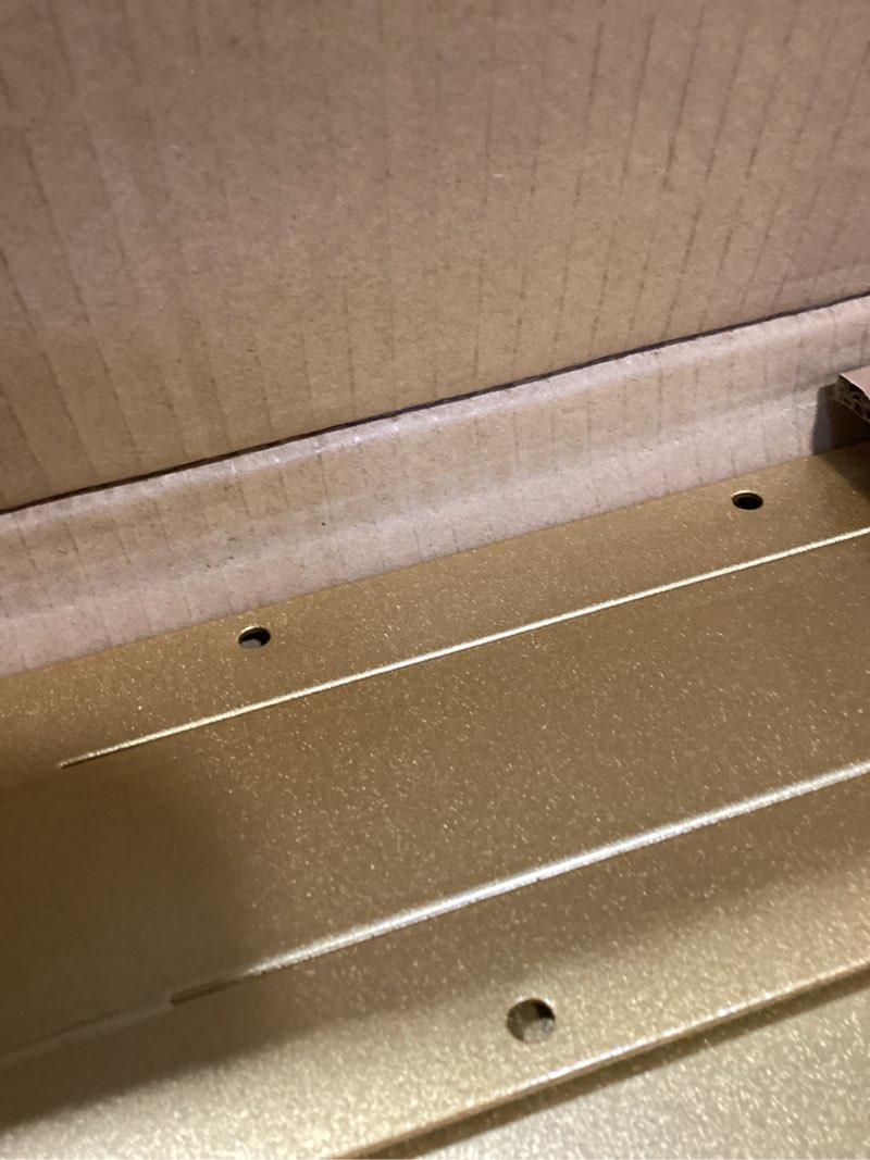 Condition photo showing Good Condition for metal table legs 28 inch height x 24 inch wide with adjustable protector feet, heavy duty metal furniture legs for coffee table, cocktail table, square tube leg (bear up to 800lb), gold, set of 2 h28" × w24" square-gold