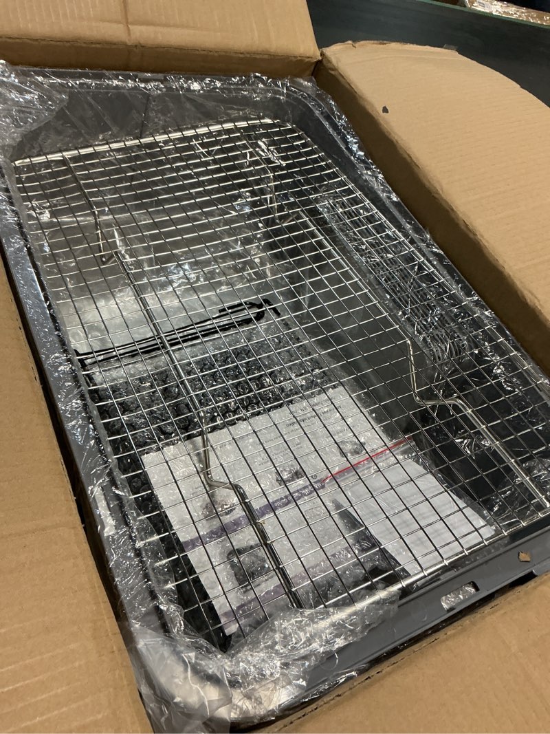 Condition photo showing New/Like New for xxxl rabbit litter box, 23.6" l x 15.7" w x 12.4" h stainless steel rabbit litter box with lid, hay feeder with hooks, footed metal grid, easy to clean for medium and large rabbits x-large