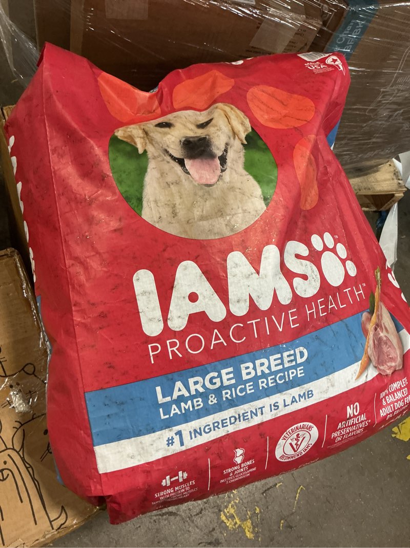 Condition photo showing As Is for iams proactive health large breed dry dog food, adult dry dog food for large breeds, lamb & rice recipe, 40 lb. bag lamb & rice 40 pound (pack of 1)